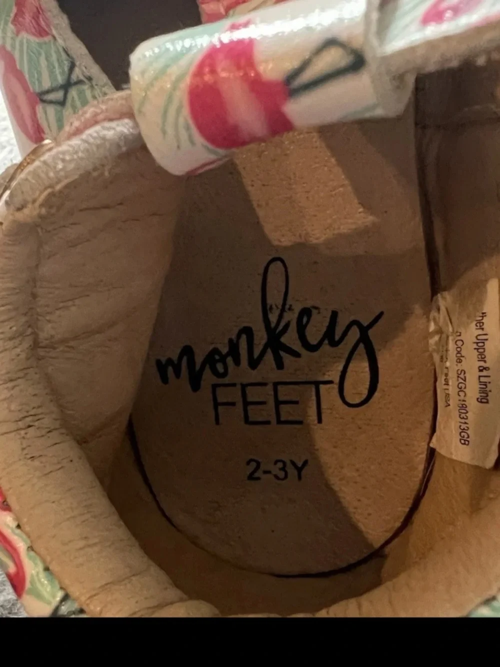 Monkey Feet Leather Moccasin Buckle Shoes Girls 2-3Y Flamingo Summer Spring